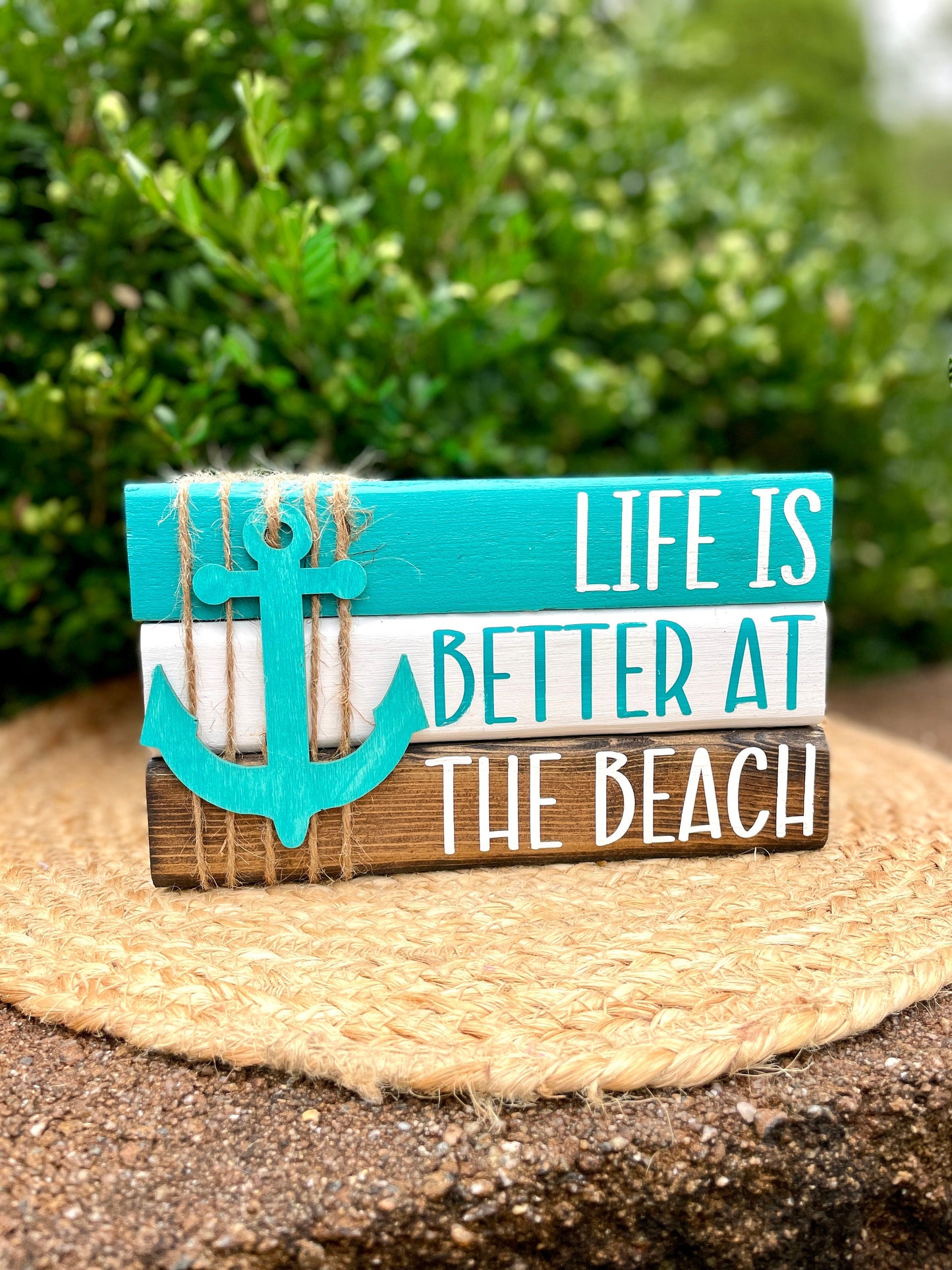 Life is Better at the Beach - Wood Book Stack