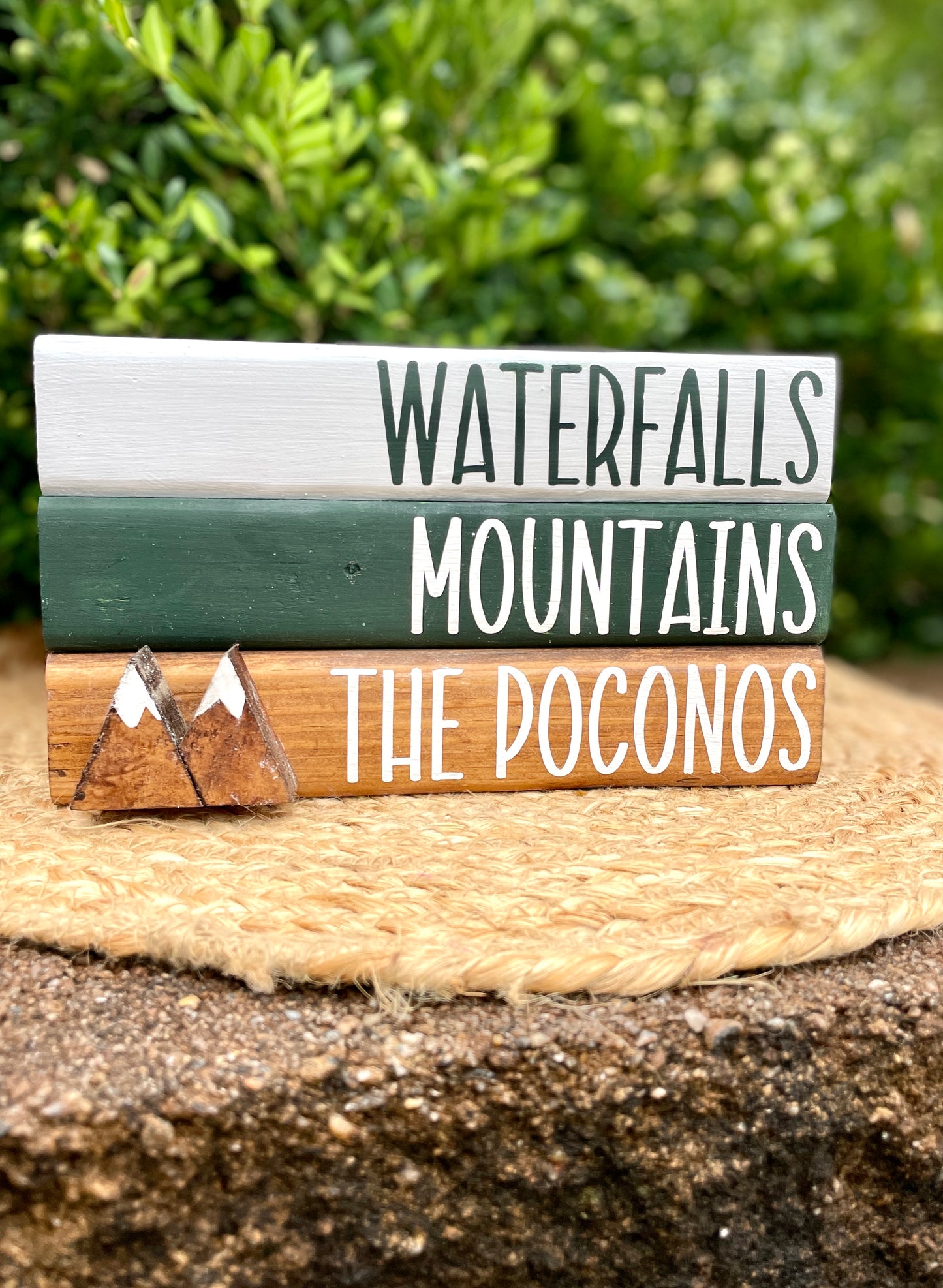 Waterfalls, Mountains & The Poconos- Wood Book Stack