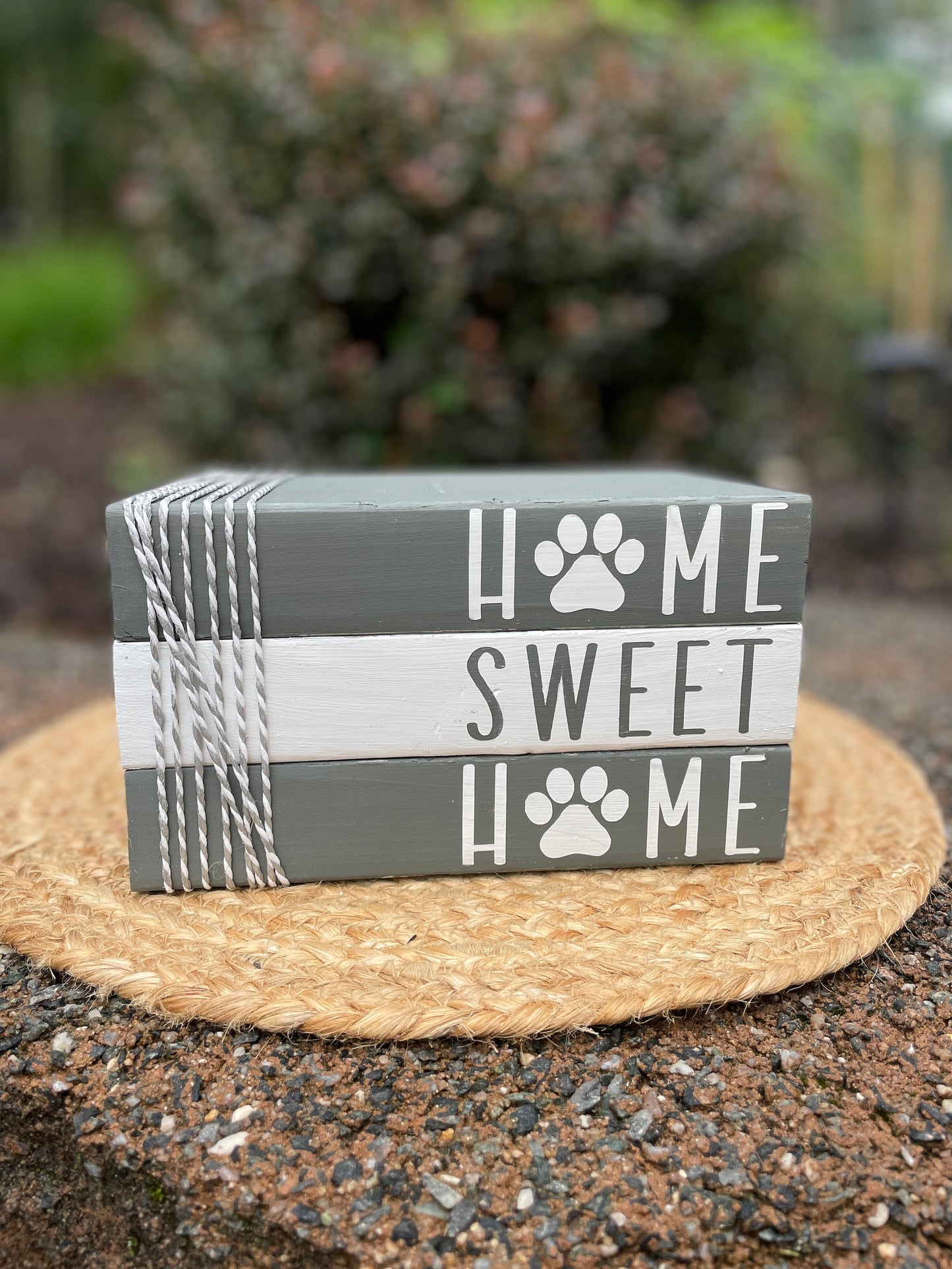 Home Sweet Home - Dog - Wood Book Stack