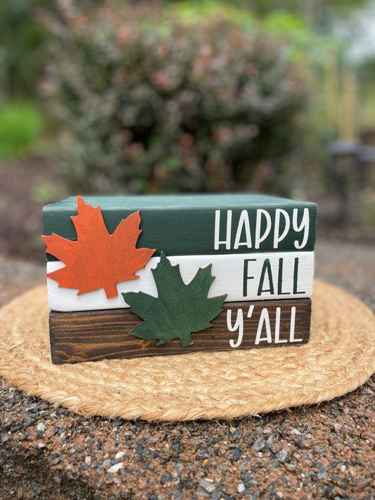 Happy Fall Y'all - Wood Book Stack