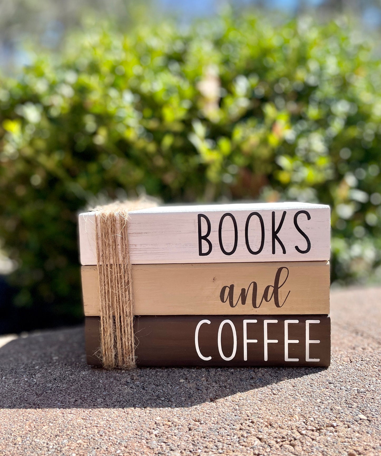 Books and Coffee - Wood Book Stack