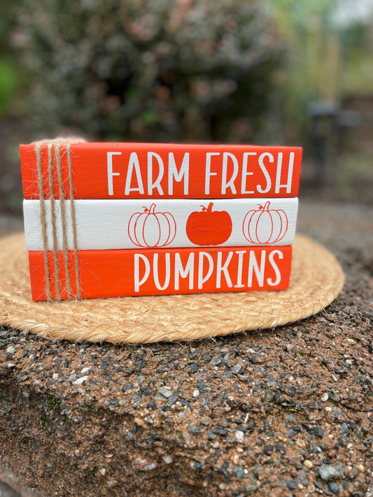 Farm Fresh Pumpkins - Wood Book Stack