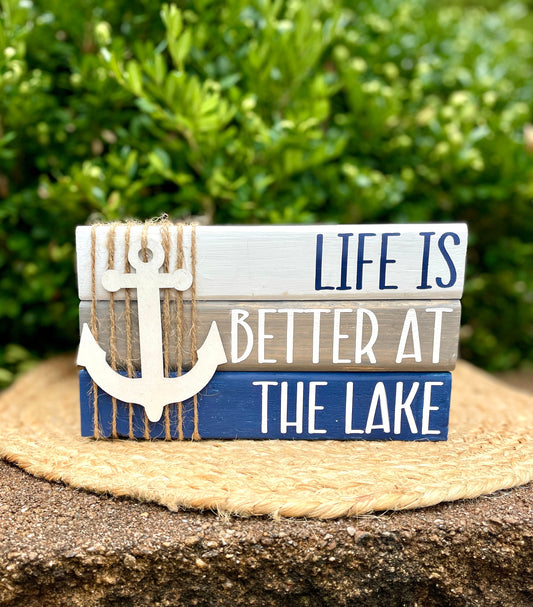 Life is Better At the Lake - Wood Book Stack
